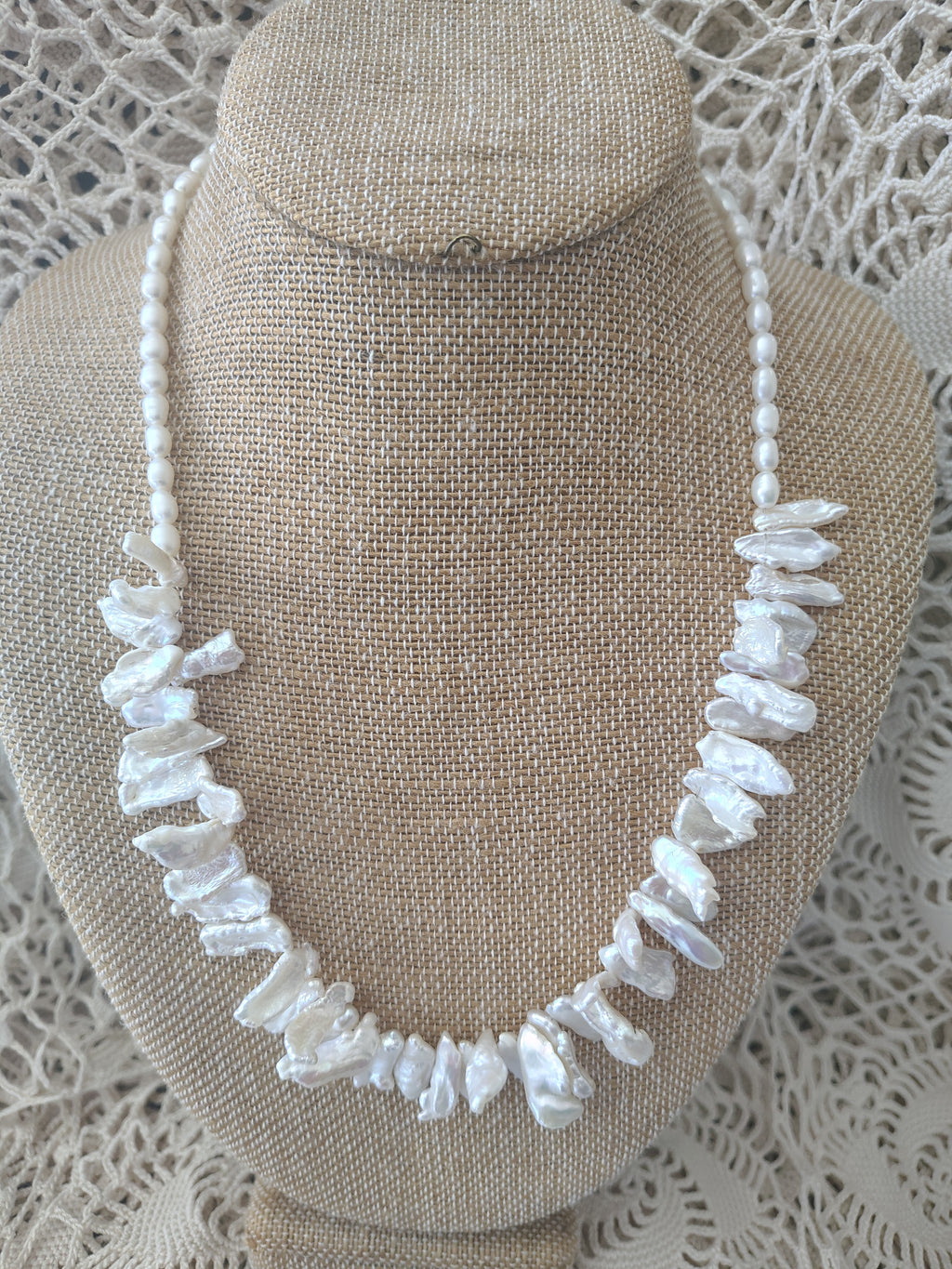 White stick pearl necklace freshwater pearls
